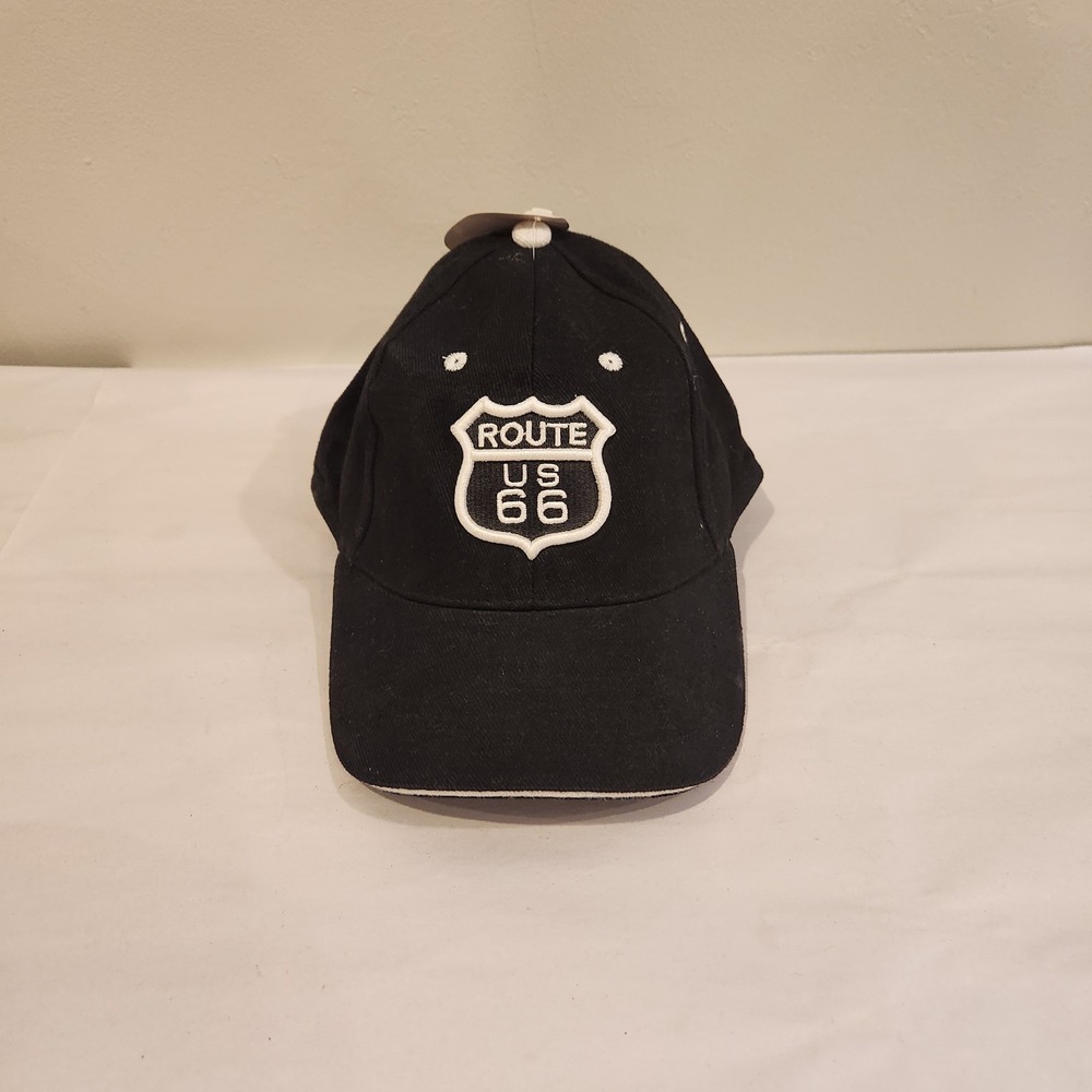 Route 66 Rte 66 Adjustable Black and White Embroidered Cap Hat USA Country NWT